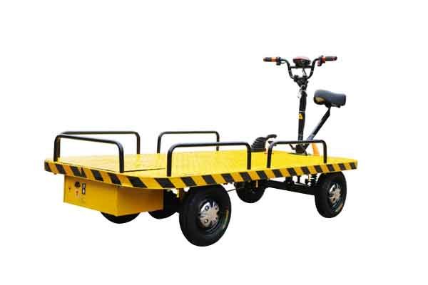 Electric flatbed transport vehicle - guardrail version